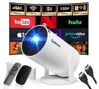 [App intégrée] Vidéoprojecteur Rétroprojecteur Portable Mini Projecteur Dual Contrôle avec Souris Android TV WiFi 6 BT5.2 180° Rotation, Blanc