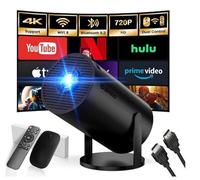 [App intégrée] Vidéoprojecteur Rétroprojecteur Portable Mini Projecteur Dual Contrôle avec Souris Android TV WiFi 6 BT5.2 180° Rotation, Noir