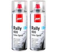 APP Rally 400 Color Spray - Vernis transparent | Bombe peinture incolore brillant | Bombe vernis brillant pour toutes les surfaces avec une haute couverture | 400 ml (Lot de 2)
