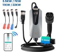 APP/WIFI Chargeur EV type 2 6-32A Véhicule électrique Wallbox 3.5KW 7KW 11KW 22KW Adaptateur de commutation rapide Pro table courant réglable Accessoires pour voiture 5M