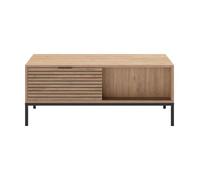 Table Basse Tiroirs à Ouverture Bi-latérale Aspect bois Tasseaux Pieds Métal - APPA -
