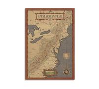 Appalachian Trail Hiking Map Canvas Poster Wall Art Print Topographic Map Decor for Living Room Study(Framed,08X12inch(20X30cm))