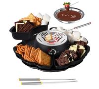 Appareil 2 en 1 pour s'mores et fondue au chocolat, 280 W, 355 ml, kit pour griller des guimauves avec protection contre les coupures de courant, 10 accessoires, grille-guimauves électrique pour
