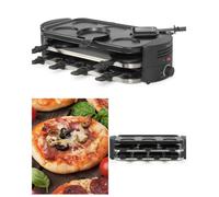Appareil 3 EN 1 - Raclette - pizzas - crêpes 8 personnes 1600W- 8 spatules en bois, 8 caquelons pour raclette