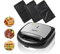 Appareil À Croque Monsieur 3 En 1 Sandwich Grill Panini Toaster Gaufre Avec Revêtement Antiadhésif 750W - Noir[C305]