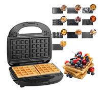 Appareil à Croque Monsieur, 750W Machine à Sandwich, Presse à Panini Électrique, Plaques Antiadhésives et Détachable, Gaufrier Grille-pain Thermostat Automatique Indicateur LED (10 en 1)