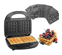 Appareil à Croque Monsieur, 750W Machine à Sandwich, Presse à Panini Électrique, Plaques Antiadhésives et Détachable, Gaufrier Grille-pain Thermostat Automatique Indicateur LED (7 en 1)