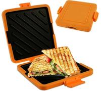 Appareil À Croque-monsieur For Micro-ondes, Batterie De Cuisine En Silicone Compatible Micro-ondes, Grille-pain À Technologie Heatwave, Plaques Auto-adhésives, Sans Électricité, Sans Fil(Orange)