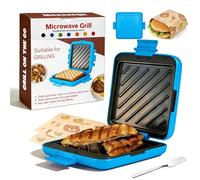Appareil à croque-monsieur pour micro-ondes, Nouveau modèle en silicone résistant à la chaleur, grille-pain portable et épais, ustensile de cuisine intelligent pour micro-ondes (Connected,Blue)