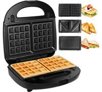 Appareil À Croques Monsieur Gaufrier 3 En 1 Machine À Sandwich Maker Gauffre Presse Toaster Pain Plaques Remplaçables 750W - Noi