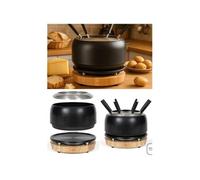 Appareil à fondue ¿ Bois Aluminium - 1200W - 8 personnes - 3,5L - Thermostat réglable
