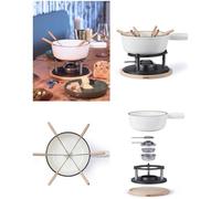 Appareil à Fondue - Blanc - 6 Personnes - Compatible Induction - Température Variable - Antidérapant