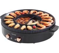 Appareil À Fondue Chinoise Avec Gril 2-En-1, Hot Pot Électrique 1800 W, Fondue Électrique Avec Double Contrôle De Température Séparé, Poêle Antiadhésive, Pour Barbecue Coréen Shabu[PLA6121687]