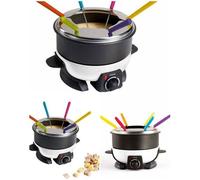 Appareil à fondue électrique 6 personnes thermo-isolées et pare-éclaboussures en inox anti-adhésif