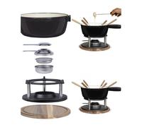 Appareil à fondue électrique Noir avec bol en céramique de 2,6L Support en acier inoxydable avec plaque chauffante en aluminium