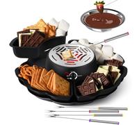 Appareil À Fondue Électrique Rôtissoire Guimauve Sans Flamme avec Contrôle Température 4 Plateaux Amovibles Fourchettes Rôtir Et 1 Bol Chauffant Ensemble Casseroles Smores D'intérieur pour les Fêtes