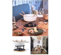 Appareil à fondue - Fonte émaillée - Rouge - 6 personnes - Compatible induction - Antidérapant