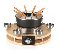 Kitchen Chef Appareil à fondue 8 personnes 1300W Caquelon anti-adhésif Support bois véritable