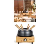 Appareil à Fondue 8 Personnes BOIS Contrôle de température réglable 1500W Fond antidérapant Protection contre la surchauffe