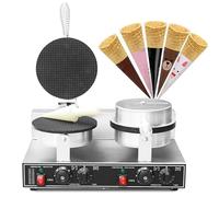 Appareil à gaufrer les cornets de crème glacée électriques professionnels avec double plaque antiadhésive la cuisson de cornets maison et commerciaux