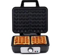 Appareil à gaufres 1000W Chauffe rapide Gaufrier 2 Plaques Révetement Anti-adhésif 230V ALPINA
