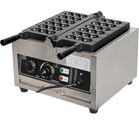 Appareil à gaufres à Bulles électrique Professionnel avec brochettes, Chauffage Double Face, Acier Inoxydable antiadhésif, régulation de température de 50 à 300 °C