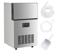 vidaXL Machine à glaçons – 45 kg de glace par jour – Indicateur lumineux intelligent – Argenté