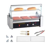 Appareil à hot dog - DUOKU - SC-5XD - 12 Rouleaux - 1000 W - Acier Inoxydable et Verre Trempé