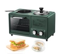Appareil à petit-déjeuner 4 en 1 de 1600 W avec poêle antiadhésive, cuisson double face pour sandwichs et œufs, idéal pour la maison et le camping