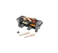 Bestron Appareil a raclette, Mini Grill pour 1 à 2 personnes, avec 2 poêlons et 2 spatules, avec revêtement antiadhésif, 350 Watts, couleur: Gris