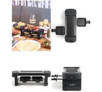 Appareil à raclette 2 personnes NOIR avec Plateau gril amovible avec revêtement antiadhésif Pieds antidérapants