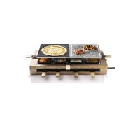 Bestron Raclette grill XL, appareil à raclette électrique jusqu'à 8 personnes avec pierre naturelle et plaque de grill à revêtement antiadhésif, livré avec un grand set de poêlons, Couleur: Bois