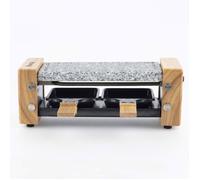 Appareil À Raclette Duo Multifonction 2 Personnes Wod2 Design En Bois Naturel, Pierre Granit Amovible, Raclette Fromage Fondue P