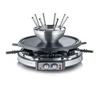 SEVERIN RG2348 - Combiné 2 en 1 Raclette et Fondue 8 personnes - 1900W - 8 fourchettes à fondue et 8 spatules - Cuve Inox