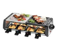 Appareil à Raclette-Grill-Plancha-Pierre de Cuisson, Techwood TRGP-896 - 1200 W, Inclus : 8 Poêlons Coloris Noir Noir