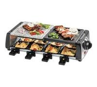 Appareil à Raclette-Grill-Plancha-Pierre de Cuisson, Techwood TRGP-896 - 1200 W, Inclus : 8 Poêlons Coloris Noir Noir