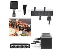 Appareil Raclette-Grill-Plancha 800W 4 PERSONNES 4 poêlons + 4 raclettes HQ