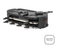 LIVOO Appareil à raclette DOC337 - 8 personnes, 1600 W, noir, pizzas et crêpes, sans PFAS