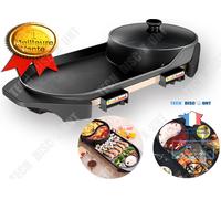 Appareil À Raclette Rôti Electrique Barbecue Poêle Chaudière/Double Usage Ménage Sans Fumée Antiadhésif Cuisson Multifonction Noir