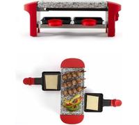 Appareil à raclette rouge 2 personnes 350W Plateau amovible en granite + Pieds antidérapants