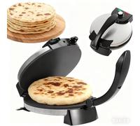 Appareil à roti électrique, 1200 W, antiadhésif, température réglable automatique, appareil à chapati électrique de 25 cm, plaque de cuisson double face for crêpes, pancakes, pizzas et pitas