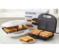 Bomann Appareil à Sandwich Croque-monsieur ST6073CB - Blanc, 2 Plaques Triangulaires Antiadhésives, Poignée Calorifugée, Régulateur de Température Automatique, 680-820 W, Arrêt de Sécurité