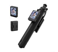 Appareil à selfie avec écran arrière pour capture en temps réel et contrôle sans fil trépied avec télécommande, rotation à 360 degrés, perche télescopique jusqu'à 1,7 m, noir (A)