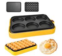 Appareil À Takoyaki Domestique À 24 Trous, Poêle Multifonctionnelle de 800 W avec 3 Poêles, Contrôle Automatique de la Température, Amovible Et Lavable, pour Boulettes de Poulpe, Sandwichs