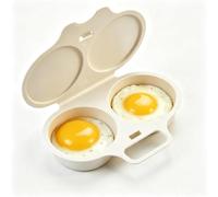 Appareil À Œufs Pochés À Micro Ondes À Double Cavité | Couvercle et poignée à chaleur rapide, ustensile de cuisine noir for 2 omelettes(White,1 Pcs)