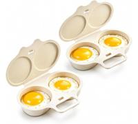 Appareil À Œufs Pochés À Micro Ondes À Double Cavité | Couvercle et poignée à chaleur rapide, ustensile de cuisine noir for 2 omelettes(White,2 Pcs)