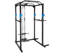 APPAREIL ABDO - TECTAKE - Cage de Musculation Charge 100 kg 4 supports pour haltères 136 cm x 1425 cm x 215 cm - Noir/Bleu