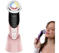 Appareil Anti-Âge LED Visage & Cou - micro-vibrations Radiofréquence 45 °C EMS Lifting tonifient visage et cou, réduisent cernes, relâchement cutané et ridules pour voyager maison (Rose)