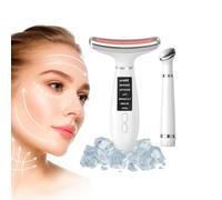 Appareil Anti-Rides Visage et Cou, LED 4 Couleurs, Appareil de Beauté Electrique à 6 Modes LED 4 Couleurs, Chaleur 45°C & Froid 5°C, Microcourants EMS & Masseur Oculaire Anti-Cernes