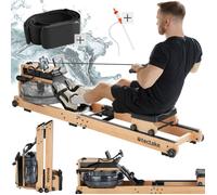 Appareil cardio - TECTAKE - Rameur en bois TITAN XR2 pliable, écran LCD et 6 niveaux de difficulté, 51,5 x 195 x 44,5 cm - Brun/Noir